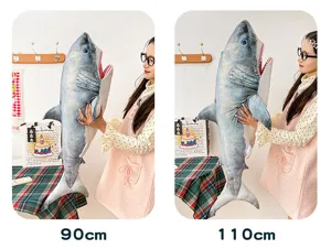 Grande cuscino in peluche di squalo simulato, bambola di animale marino e regalo per bambini.