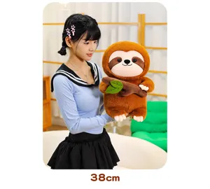 Simpatico bradipo peluche morbida bambola di pezza con ramo regalo per bambini 38cm