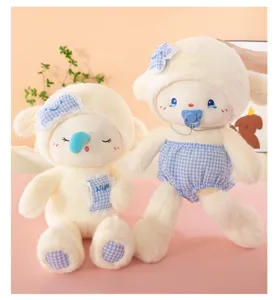 Cute soothing little sheep plush doll, soft stuffed animal toy with pacifier and pillow for kids.