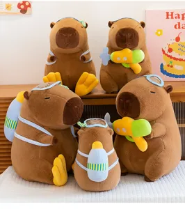Cute diver capybara plush toy with water gun soft capy doll pillow gift for kids and girls