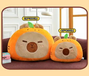 Simpatico cuscino in peluche capibara arancione morbido giocattolo animale per decorazione