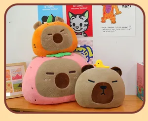 Simpatico cuscino in peluche capibara, morbida bambola di peluche, grande cuscino per bambini.