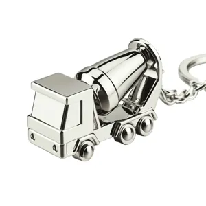 Llavero de camión hormigonera de aleación de plata con diseño de modelo de coche realista