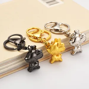 Cute 3D deer metal keychains in gold silver and black finishes for couples