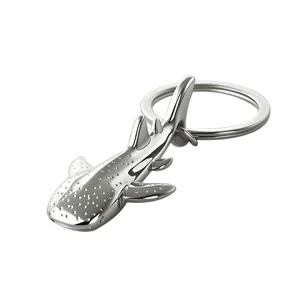 Creative silver whale shark keychain charm for ocean lovers bags
