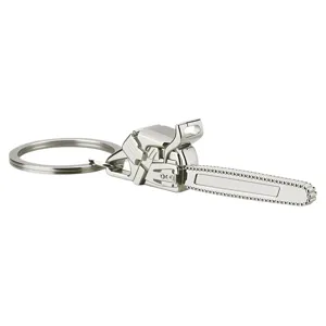 Creative silver metallic chainsaw keychain accessory for bag charm and unique gifts