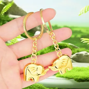 Llavero Creativo de Elefante de Metal Dorado Colgante de Elefante de Aleación de Zinc Pulido para Llaves de Coche Bolsa Recuerdo