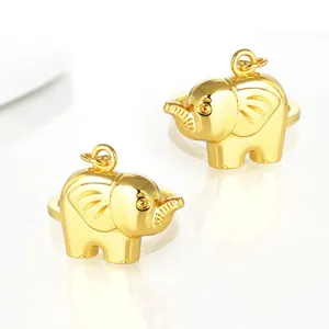 Elegante llavero de metal de elefante dorado para parejas o colgante para coche