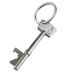 Creative vintage silver metal key shaped bottle opener keychain and keyring pendant