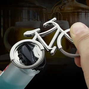 Décapsuleur Créatif en Métal Forme de Vélo Alliage de Zinc Argent Poli Ouvre Boîte de Bière de Poche pour Cadeau Souvenir Club Cyclisme
