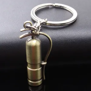 Vintage bronze mini fire extinguisher metal keychain pendant for safety gift