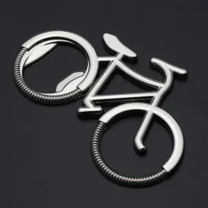Décapsuleur élégant en métal argenté en forme de vélo pour cadeaux sportifs et événements