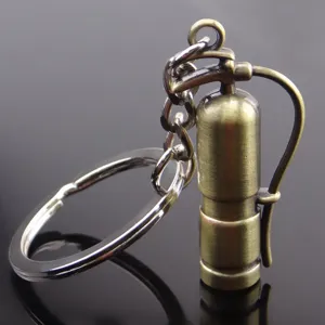 Vintage bronze metal fire extinguisher keychain miniature fire safety promotional gift