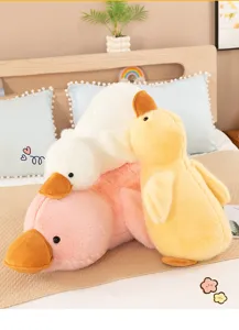 Cute lying duck plush toy, soft stuffed animal doll pillow for kids girls birthday gift.