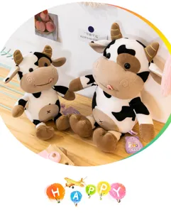 Simpatica mucca di peluche bambola cartone animato morbido cuscino regalo compleanno bambini