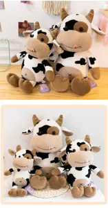 Simpatico peluche mucca morbido bambola cuscino cartone animato regalo di compleanno bambini e ragazze.