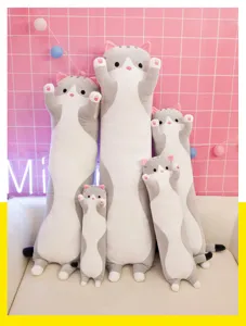 Lungo gatto peluche cuscino morbido animale di peluche kawaii bambola regalo per bambini