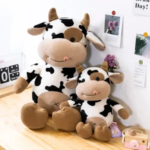 Carino Peluche Mucca da Latte Bambola Animale in Peluche Cartoon Morbido Cotone Piumino Cuscino Regalo di Compleanno per Bambini Decorazione Casa