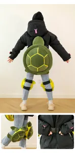 Set protezione tartaruga sci bambini peluche anticedimento cuscino anca ginocchiere
