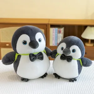 Niedliches Pärchen Pinguin Plüschtier Set Kuscheltier mit Fliege Kinder Geburtstagsgeschenk
