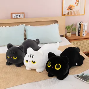 Cute plush cat toy soft lying kitty pillow kawaii stuffed animal doll for kids gift