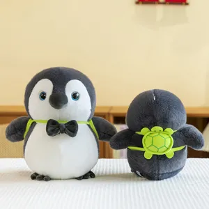 Niedliches Pärchen Pinguin Plüschtier mit Schildkröten Rucksack weiches Stofftier Geschenk
