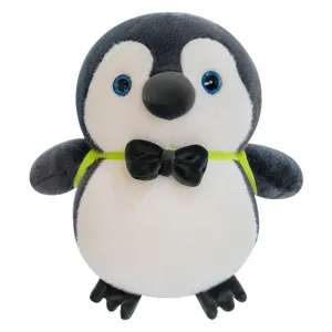Süßes Pinguin Plüschtier Kuscheltier mit glitzernden Augen und Schleife für Kinder Geschenk