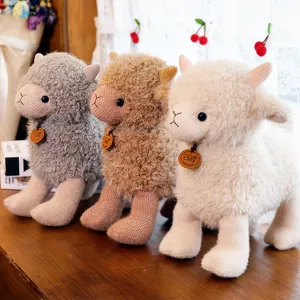 Cute plush sheep toy standing stuffed animal fluffy lamb doll cute birthday gift for kids