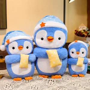 Cute sleeping hat penguin plush toy soft stuffed animal doll for kids birthday gift