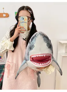 Giant simulation shark plush toy soft pillow cute ocean animal doll for kids gift home decor