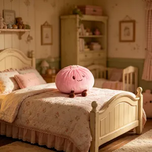 Joli oreiller en peluche pain rose, poupée douce, coussin de canapé créatif et jouet d'enfant.