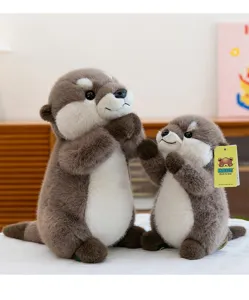 Cute simulation otter plush toy doll with magnetic hands, soft stuffed animal gift for kids.