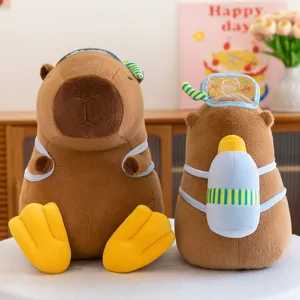 Cute Capybara plush toy with diving gear, soft stuffed animal doll, perfect gift for kids.