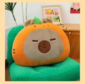 Cuscino di peluche capybara carino testa arancione morbido giocattolo animale per decorazione casa