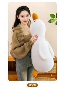 Cute large white plush duck doll companion pillow soft stuffed animal gift for kids 85cm