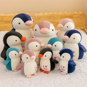 Cute penguin plush toy soft stuffed animal doll heart pillow gift for girls and kids