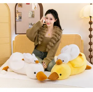 Cute yellow duck plush toy sleeping pillow doll for kids birthday gift companion