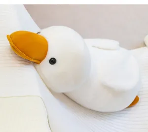 Cute white yellow plush duck stuffed doll sleeping pillow soft toy for kids birthday gift 1pc
