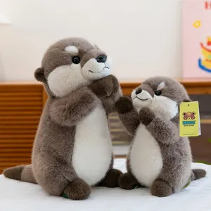 Cute Simulation Otter Plush Toy Stuffed Animal Doll With Magnetic Design Soft Short Plush Cartoon Kid Birthday Gift