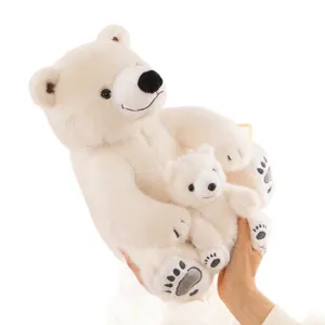 Cute simulation polar bear plush toy mother and baby soft stuffed doll for kids and home decor.