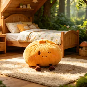 Vue détaillée du coussin peluche baozi mignon, jouet douillet pour déco et enfants.