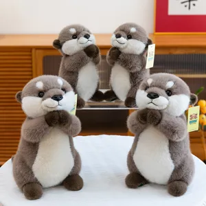 Cute simulation otter plush toy doll, standing folded paws design, soft kids birthday gift.