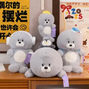 Adorable foca de peluche gris muñeco de juguete suave con accesorios gran regalo para los niños