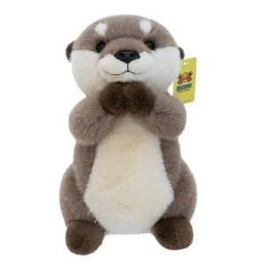 Cute simulation otter plush toy doll, magnetic paws hugging design, soft stuffed animal gift.