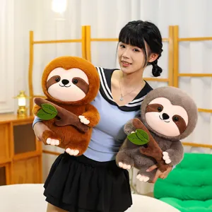 Adorabile peluche bradipo morbido animale imbottito con ramo giocattolo regalo per bambini