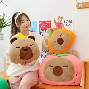 Simpatico cuscino in peluche capibara morbido giocattolo animale di frutta per bambini e casa