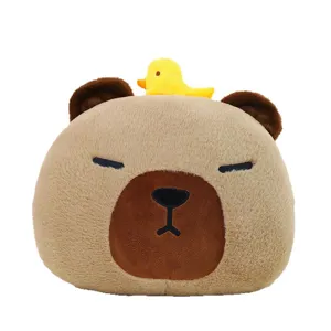 Simpatico cuscino in peluche Capibara giocattolo imbottito con paperella gialla bambini