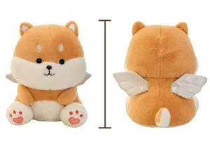 Adorable peluche Shiba Inu avec ailes d'ange douce et douillette poupée chien cadeau