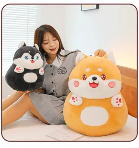 Mignon oreiller en peluche Shiba Inu et Husky, poupée en peluche douce cadeau.