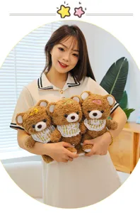Mocha bear plush toy cute stuffed animal doll soft pillow for kids and girl birthday gift